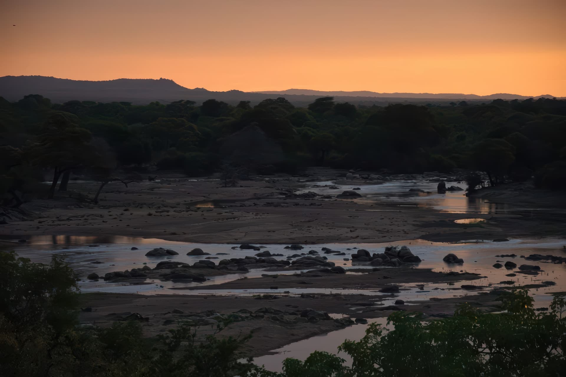 The Ruaha river at sunset